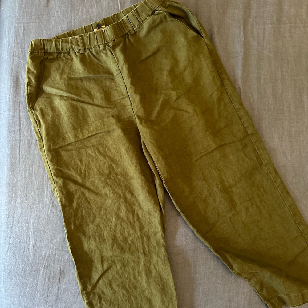 Quince Cropped 100% Linen Olive Women’s Pants